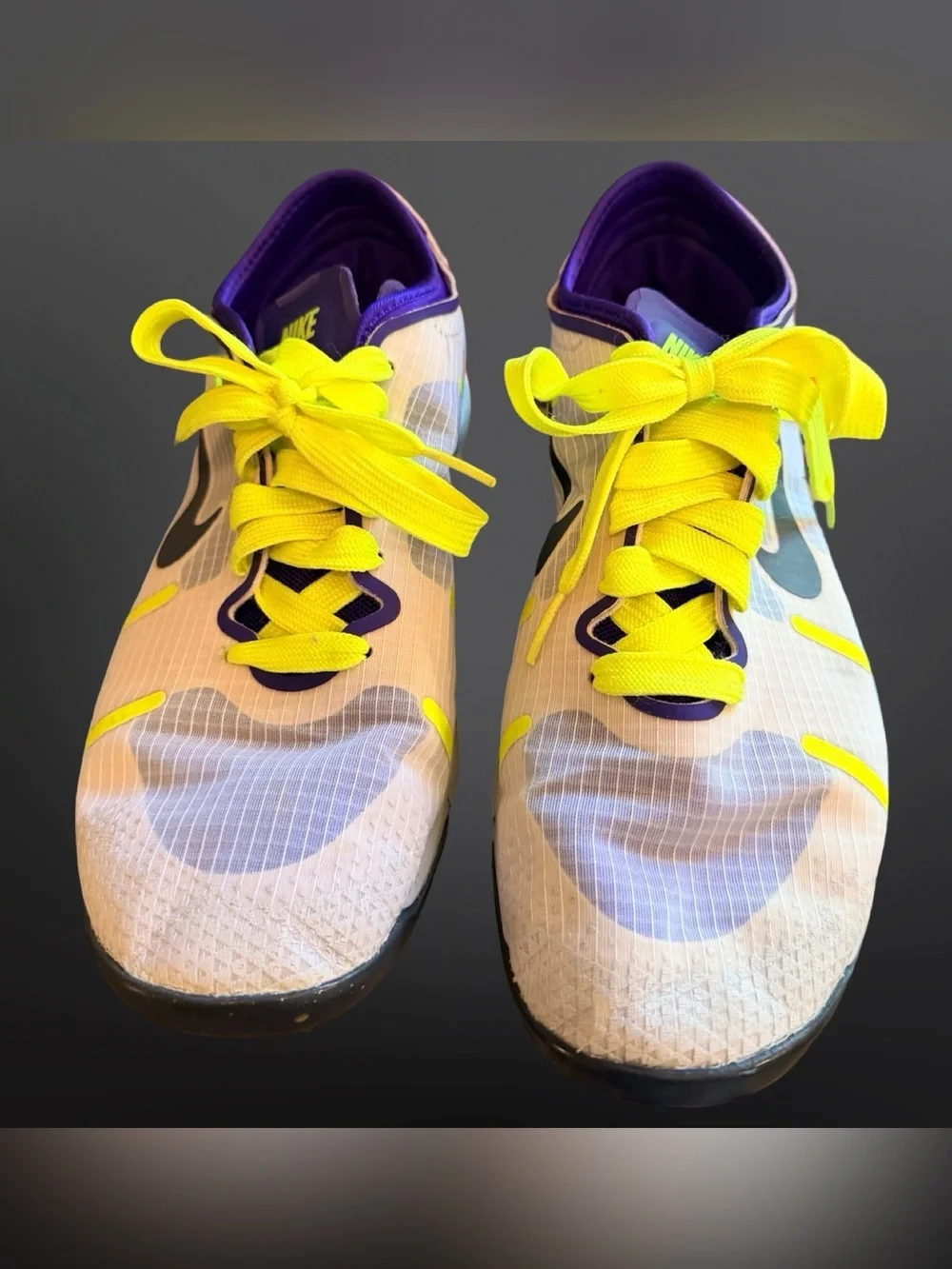 Nike Lunar Element Sneakers White Purple Neon Yellow Women’s 9